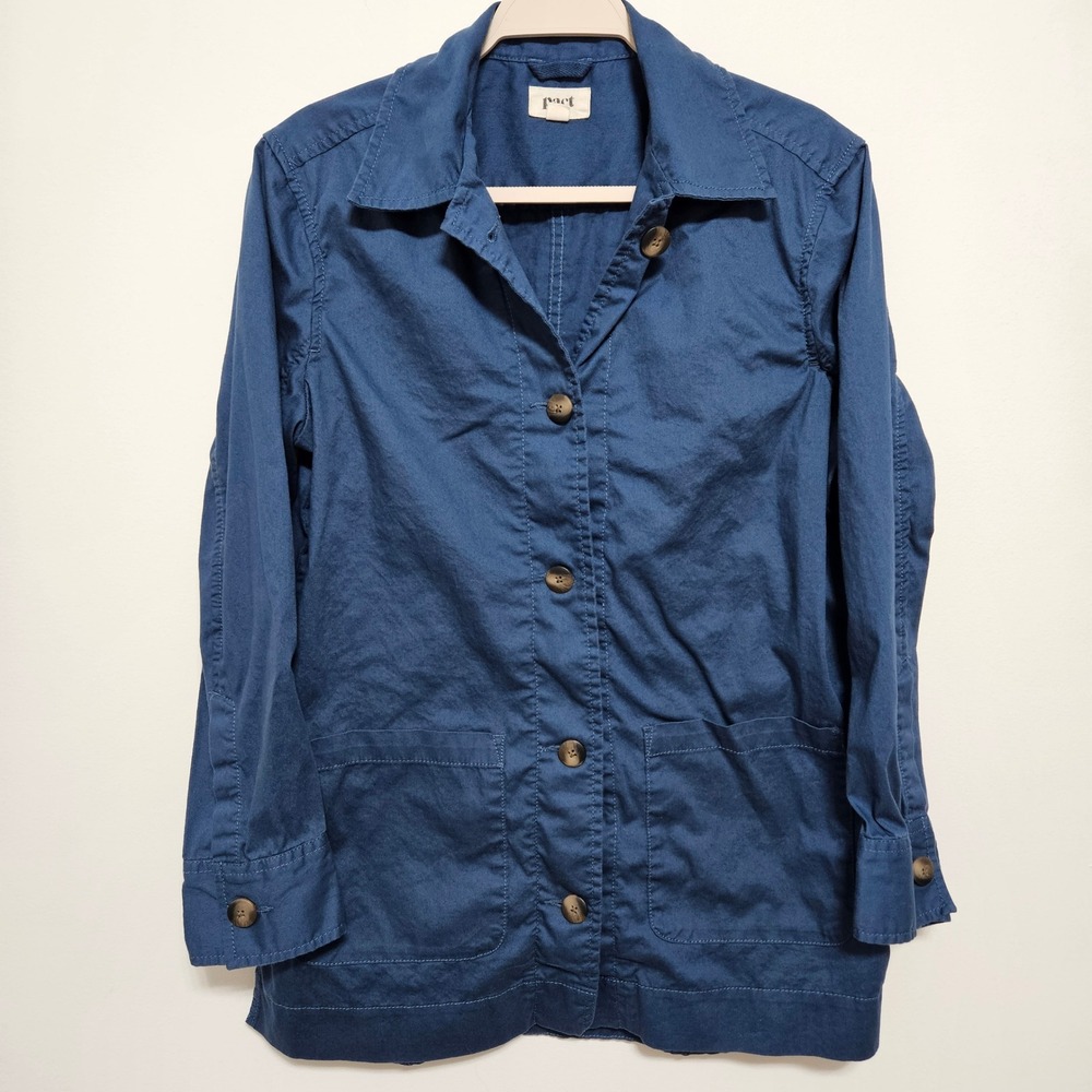 Pact Mens Organic‎ Cotton Shirt Button Down Blue Workwear Utility S Oversized